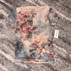 Floral Print Short Sleeve Tee - Multicolor